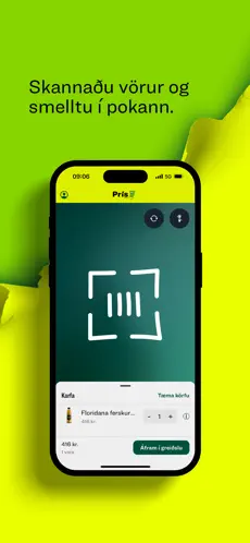 Prís Hraðferð app scanning screen